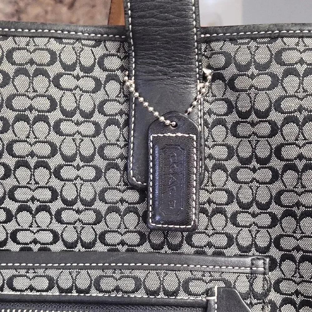 Coach Black and Gray Signature Diaper Bag 5707 Y2K Tote Shoulder Bag